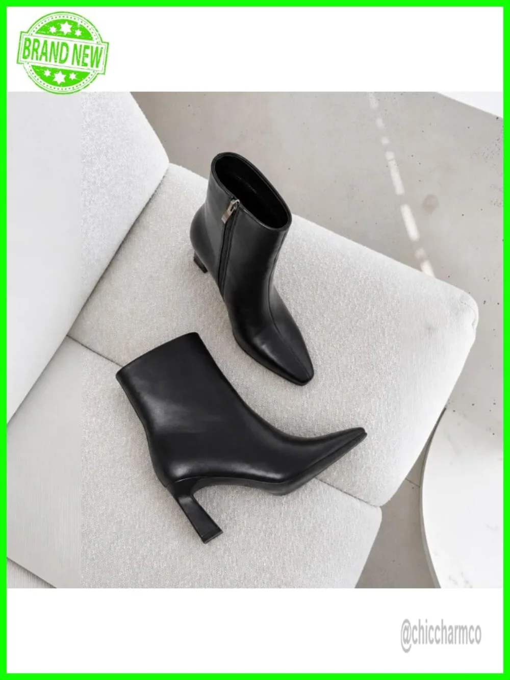 Faux Leather Kitten Heel Ankle Boots Side Zipper Pointed Toe Booties Women's